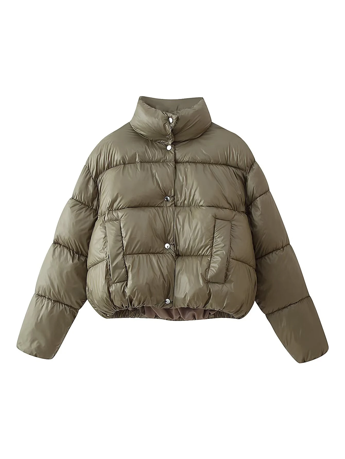 Giacca corta in cotone con colletto rialzato semplice e versatile a maniche lunghe alla moda invernale in stile europeo e americano