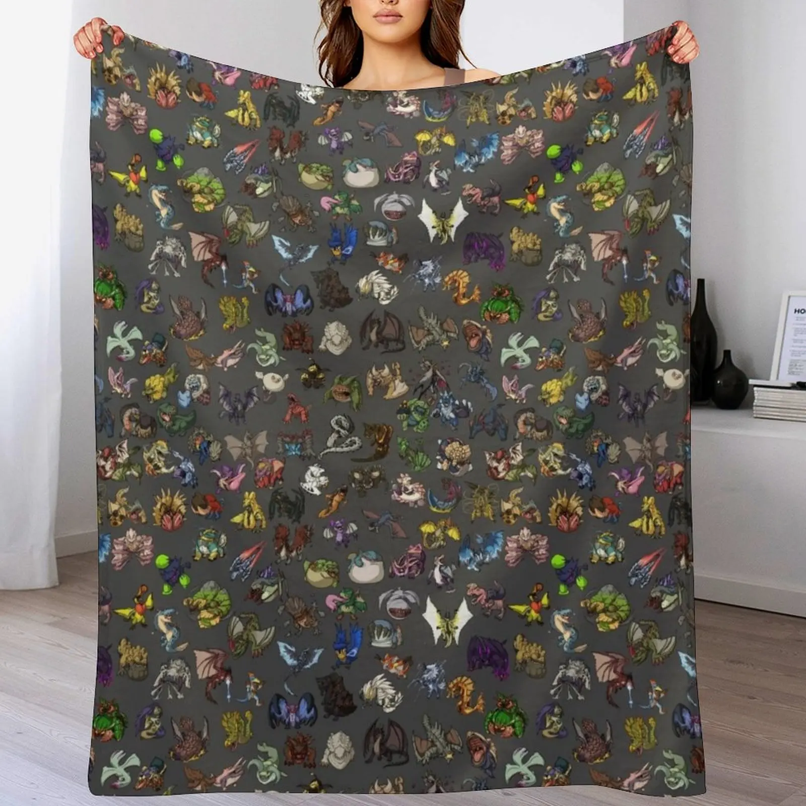 

Monster Hunter Throw Blanket Furry Thins Moving Luxury Designer Blankets