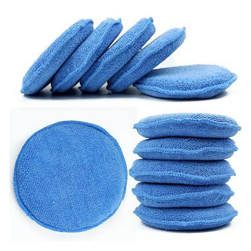 6Pcs 5 Inch Blue Wax Sponge for Car Polishing Waxing Detailing Vehicle Cleaning Up to 8 Uses Per Sponge Dual Surface Design