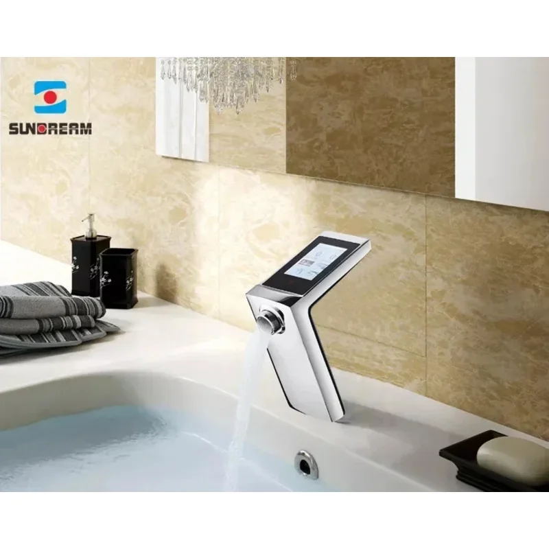 Sundream automatic basin smart thermostatic faucet digital water tap electric touch faucet with LCD panel app smart faucet tap