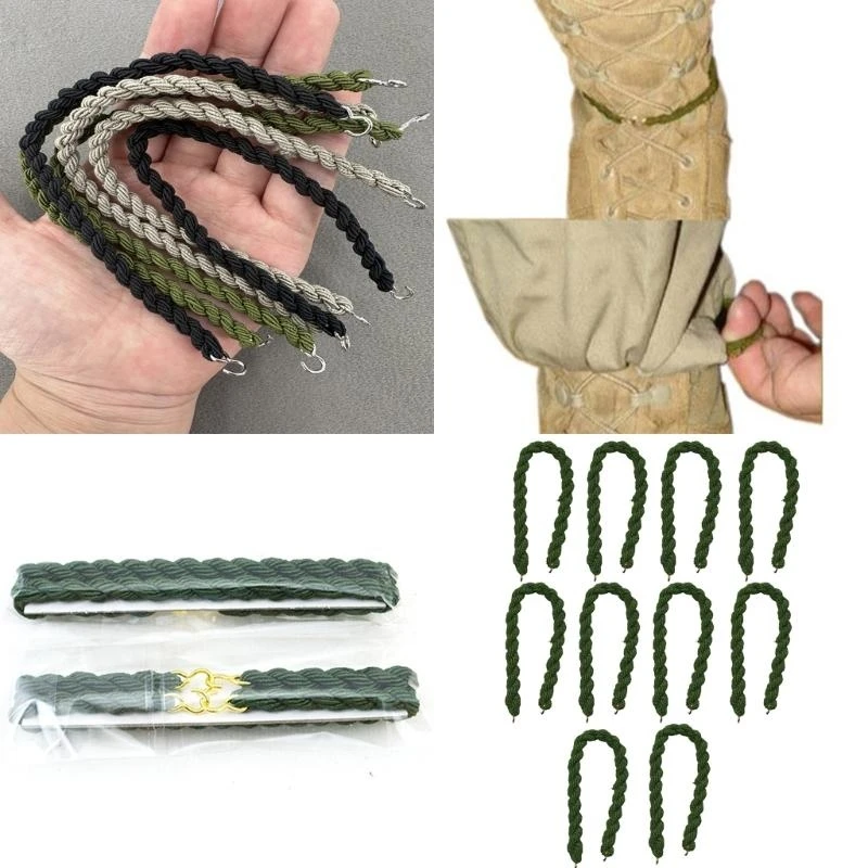 10pcs Boot Straps Militaries Leg Straps Elastic Boot Bands with Metal Hook for Outdoor Activity