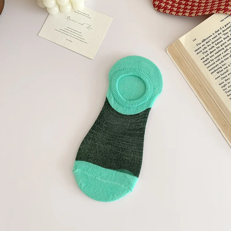 5 أزواج من الجوارب القصيرة الصيفية العشوائية الجديدة، فم ضحل للنساء، لا تسقط، كعب منخفض للنساء، حرير ثلجي رفيع للغاية غير مرئي