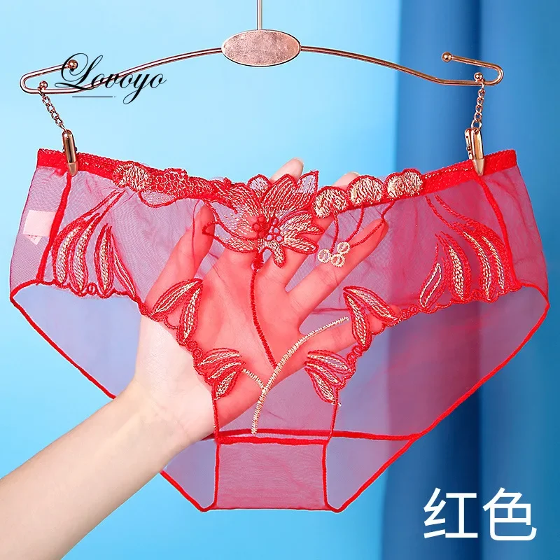 Sexy Transparent Mesh Sheer Briefs Women Super Thin Floral Mesh Panty Perspective Brief Underwear Plus Size M-XXL