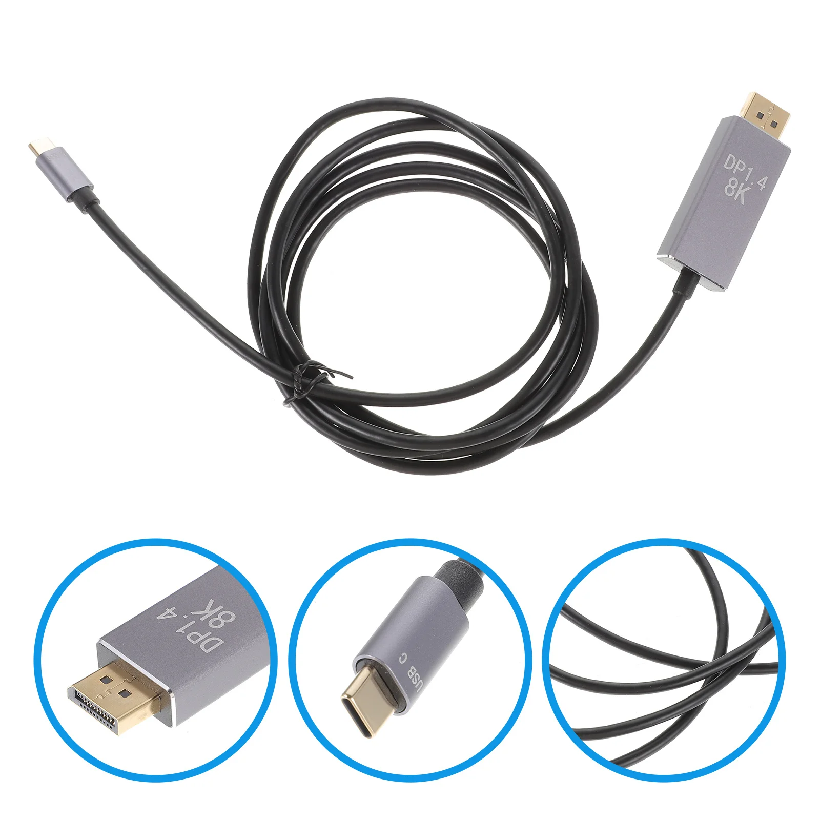 Kabel USB C do DisplayPort 1.4, 15 cm, konwerter wideo 4K 8K do monitorów i projektorów, kabel USB C do DisplayPort