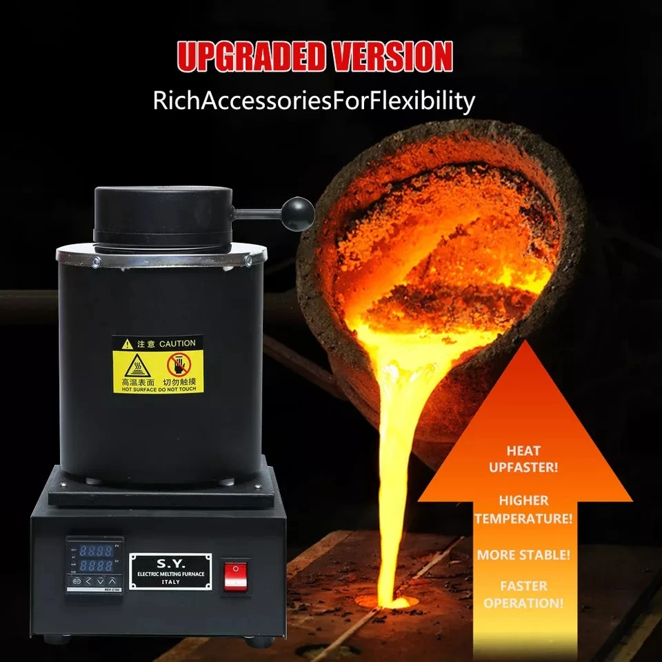 110 V/220 V ไฟฟ้าเตาหลอม 2 กิโลกรัม Smelter อัตโนมัติดิจิตอลจอแสดงผลไฟฟ้าเครื่องประดับละลายเตาอบเบ้าหลอม