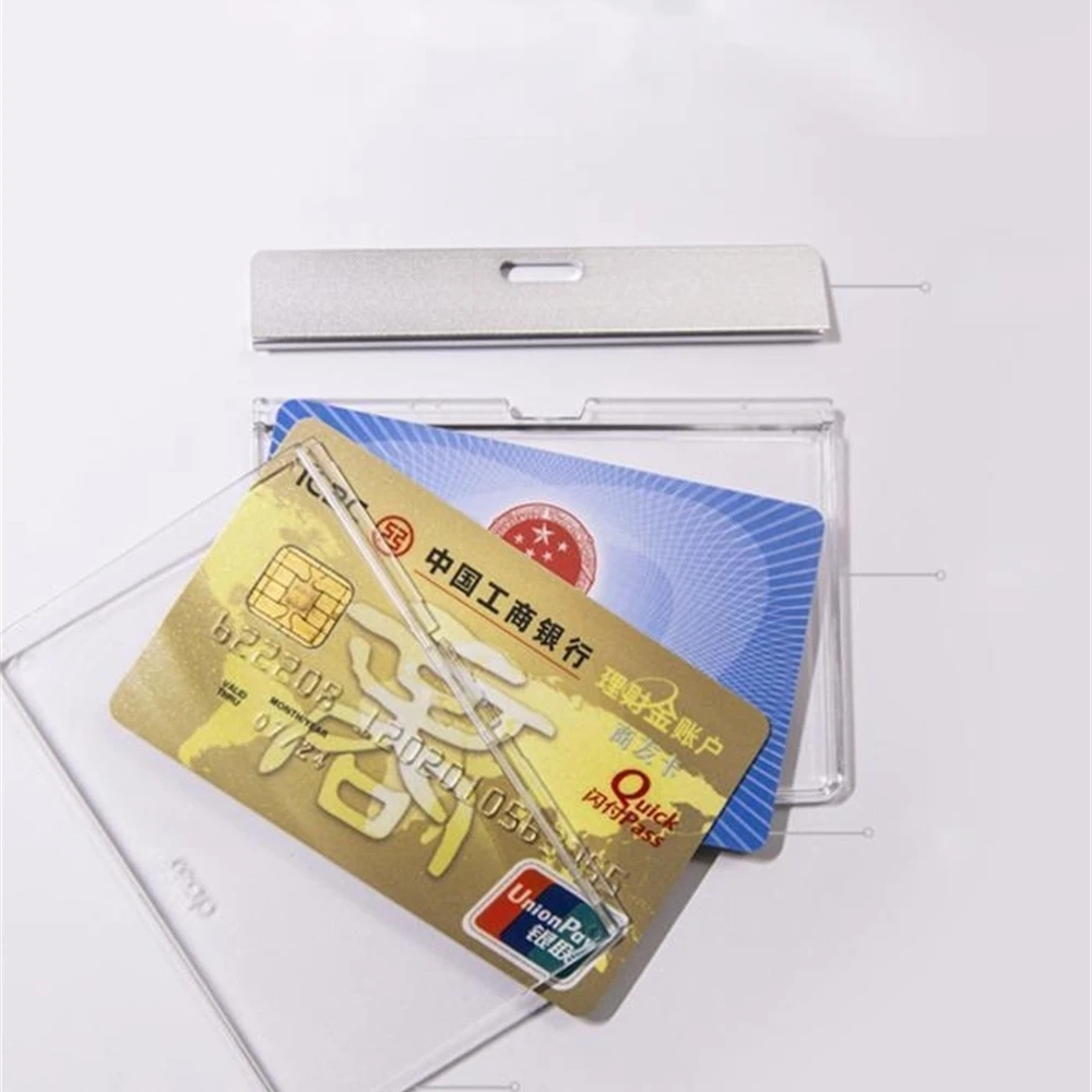 Thời Trang Mới Id Ic Card Ly Khai Huy Hiệu Giá Đỡ Rõ Huy Hiệu Giá Đỡ Làm Thẻ Mà Không Cần Dây Acrylic Với Chất Liệu Kim Loại