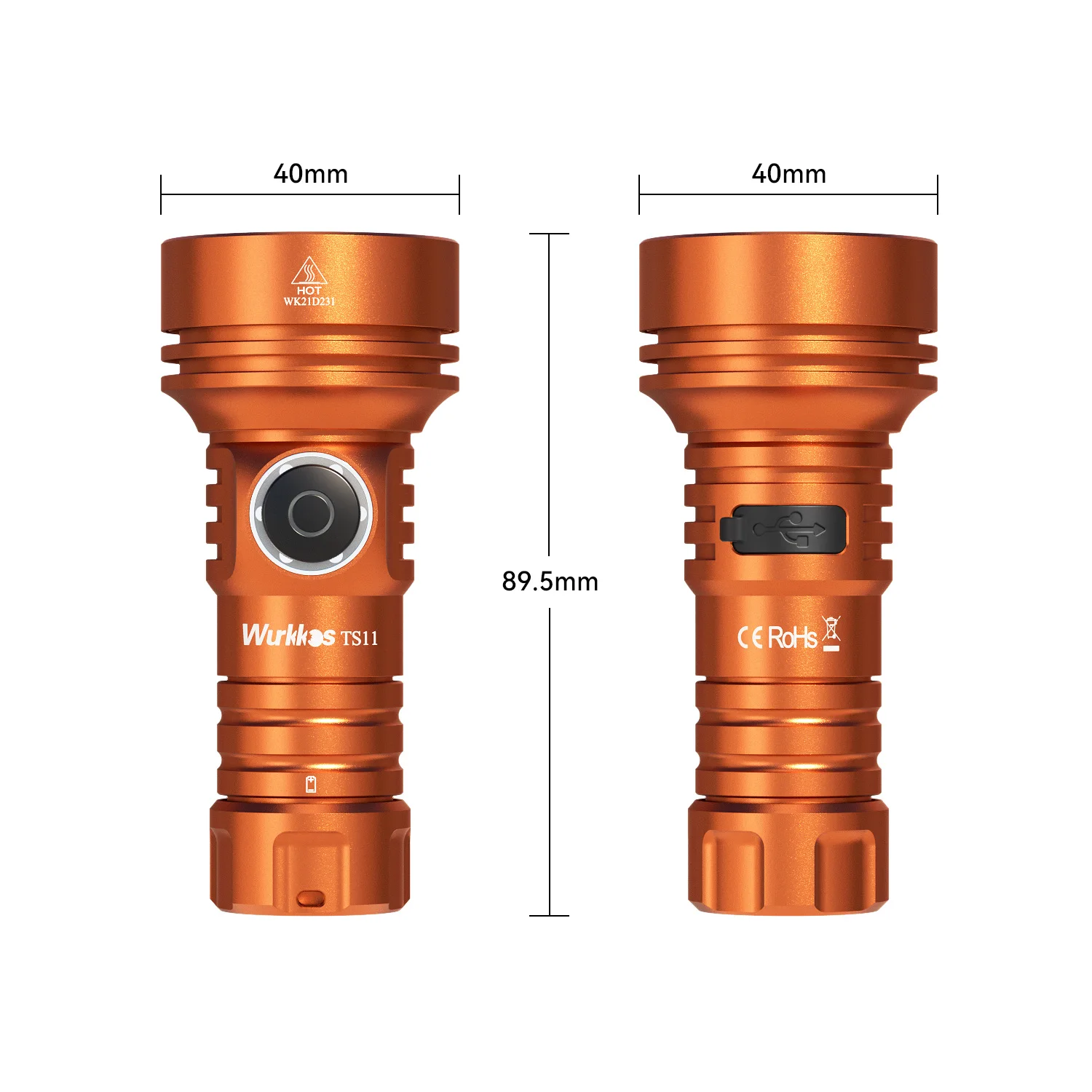 Wurkkos-minilinterna TS11 18350, recargable por USB C, EDC, SFT40, potente 2000LM, RGB, auxiliar, IP68, resistente al agua, andull 2,0