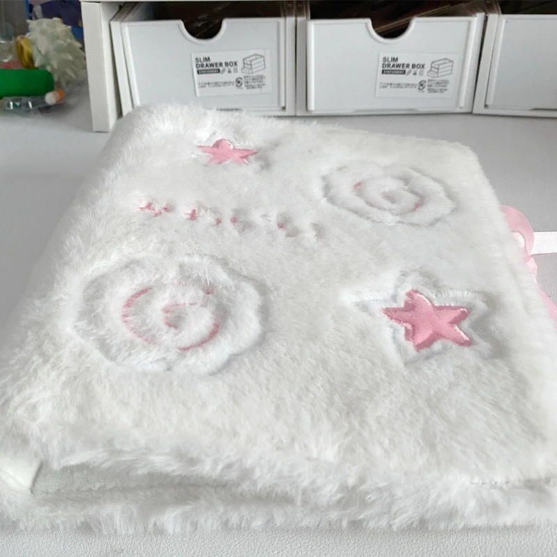 Album Foto Binder Plush Pola Bintang A5 INS 3-inci, Tempat Penyimpanan Kartu Kecil, Buku Koleksi Photocard, Tempat Photocard Lepas