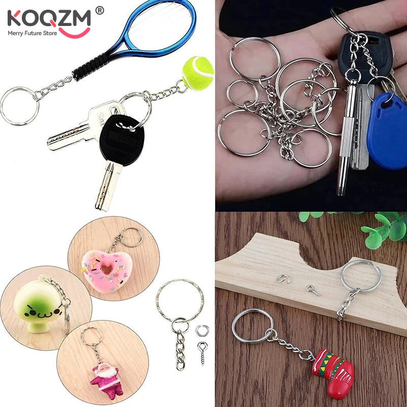 

50/100PCS Metal Blank Keyring Keychain Split Rings Keyfob Keyring Lobster Clasp Keychain Key Pendant Ring Stainless Steel Rings