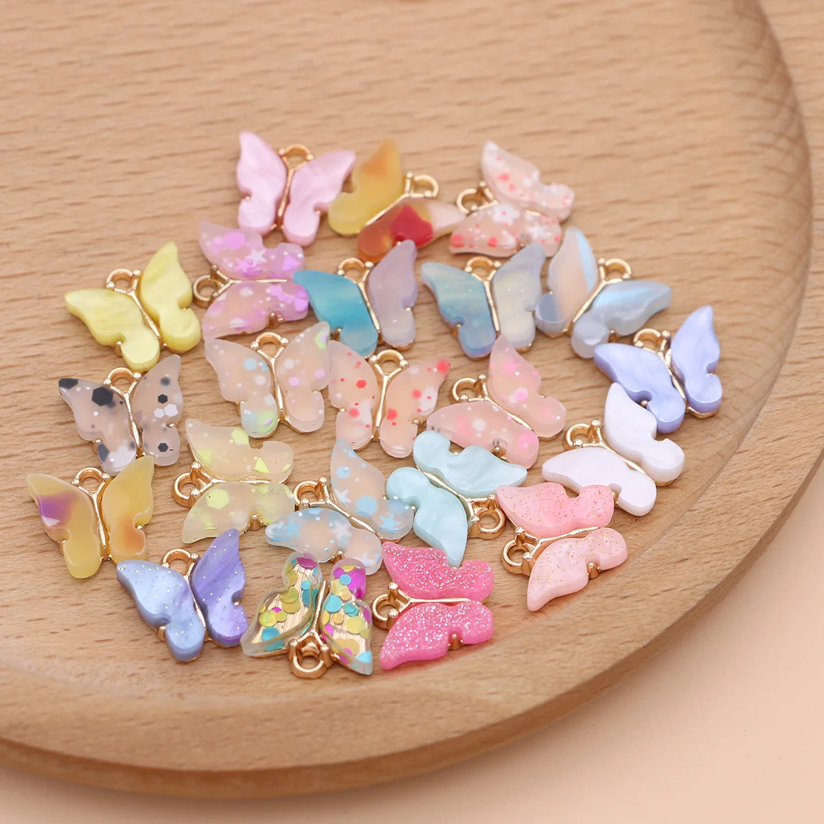 Gold Plated Acrylic Butterfly Charm Pendant
