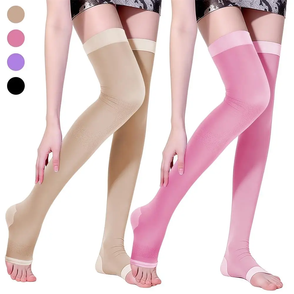 1Pair Women Beauty Slim Leg Compression Socks, Ultra-Thin Sleep Fat Burning Stockings for Sports, Yoga, Running, Travel, Flight