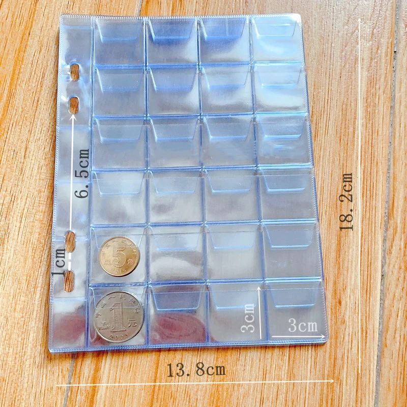 Coin Collection Sheets 10pcs 12/24 Pockets 4 Hole Coin Pocket Insert Replacement Sheets Collection Sleeves for Coin Collecting