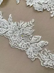 Luxury ivory Embroidery Lace Exquisite Embroidered Ribbons sequins Trim Curtains Dresses DIY Sewing Supplies 11CM, 1yard