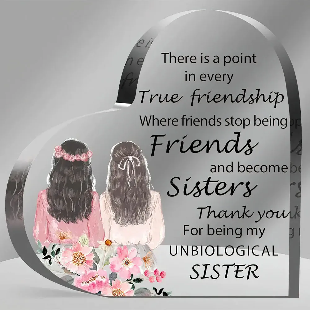 1pc Acrylic Heart Sister Gift From Sister Is God's Way Of Making Valentines Gift, Memory Gifts Birthday Gifts For Sisters