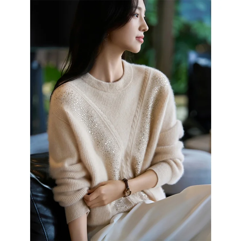 High-End Knitted Sweater Women's Base Layer irt No Pilling Autumn Winter Long Sve round Ne Regular Fit Single Piece