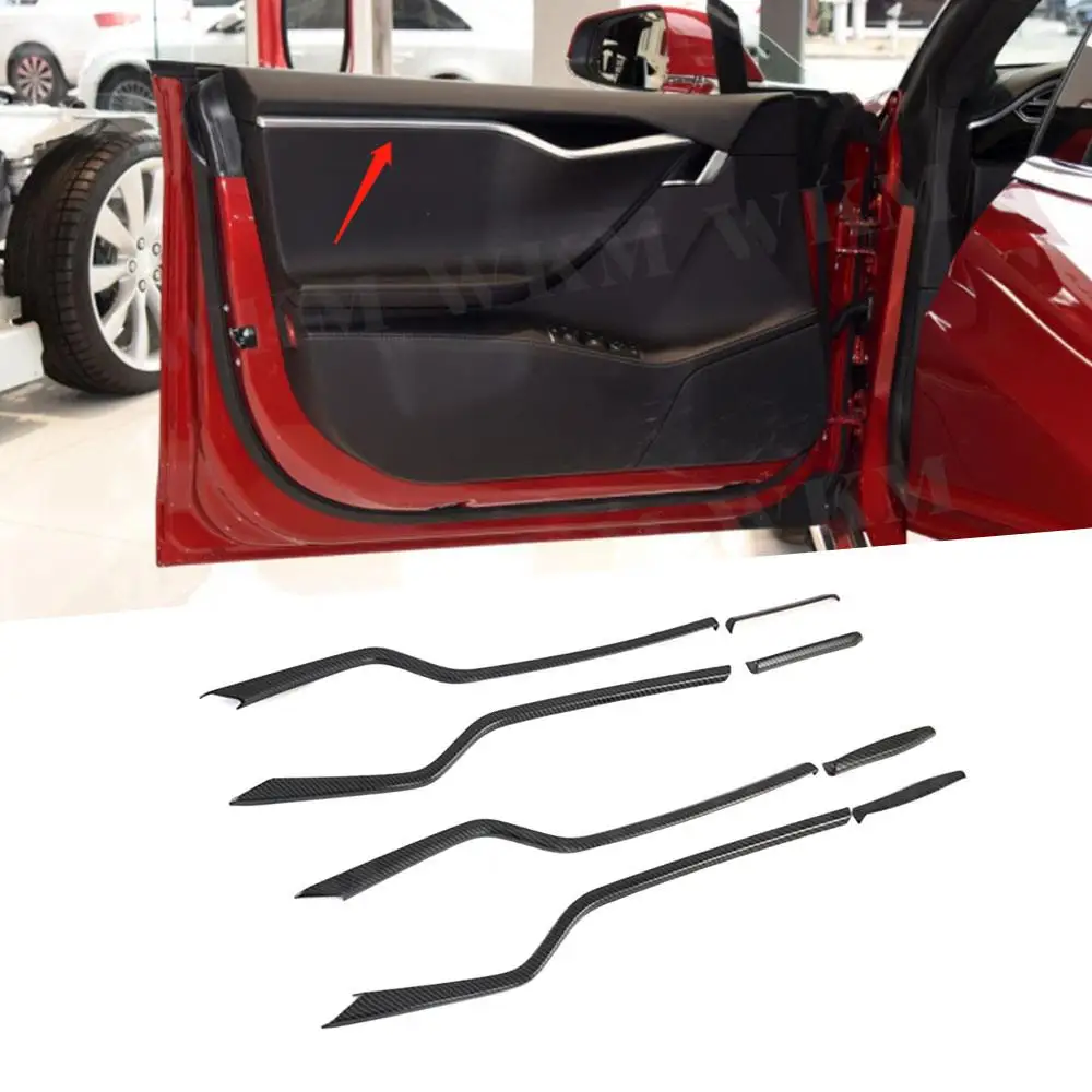 

Carbon Fiber Car Inner Door Trim Cover Interior Mouldings Trims for Tesla Model S 2016-2019 Car Decoration