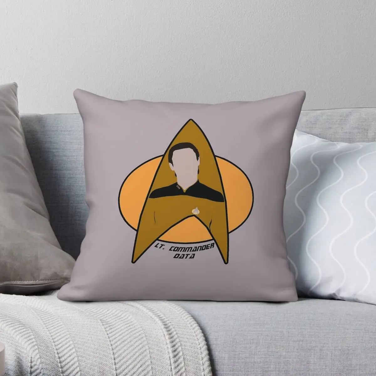 Lieutenant Commander Data Square Pillowcase Polyester Linen Velvet Printed Zip Decorative Pillow Case Room Cushion Cover 45x45