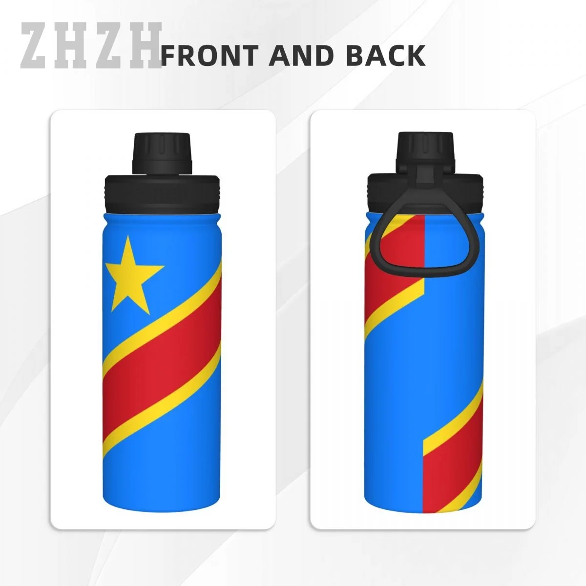 Unisex Sports Water Thermos Bottle Democratic Republic Of Congo Flag Stainless Steel Double-layer Insulation Cold And Hot Travel