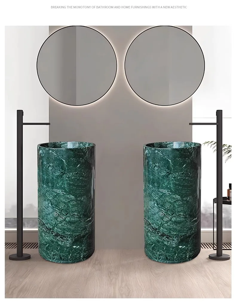 

Y Роскошная интегрированная колонная раковина из натурального мрамора, ванная комната в гостиничном клубе, напольная оригинальная каменная раковина