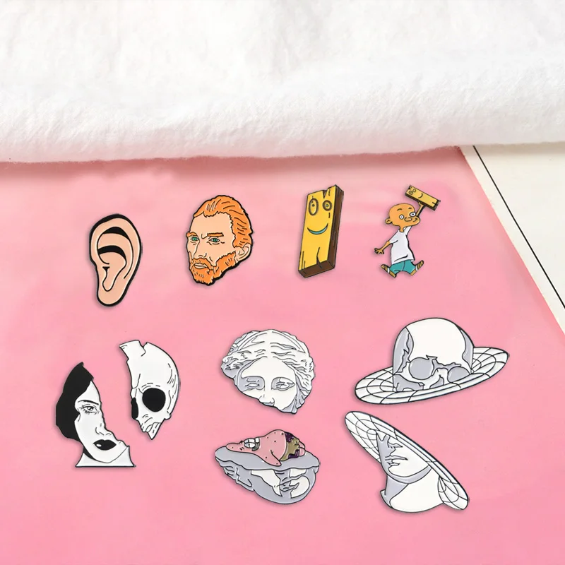 بالجملة دبوس المينا فان جوخ بلانك Ed Edd Eddy الشرير النساء دبابيس الوجه نجم البحر النحت التلبيب دبابيس مجوهرات هدية لصديق