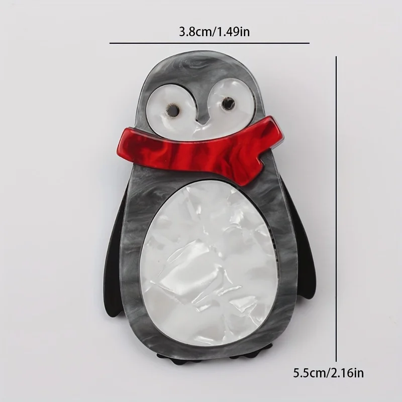 trendy cartoon animal penguin brooch acrylic jewelry accessories for women and men