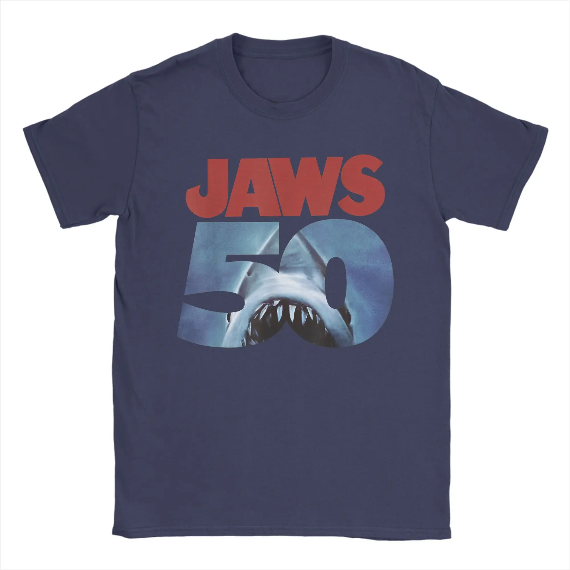 Jaws 50th Anniversary Logo Movie Graphic T Shirt Men Cotton Creative T-Shirt Round Neck  Tee Shirt Short Sleeve Tops New Arrival
