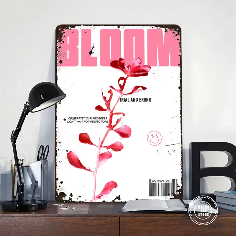 Bloom 3D Texture Metal Poster Customized Wall Art Tin Sign Gift for Mancave Office Decoration Gaming Room Decorating Interior