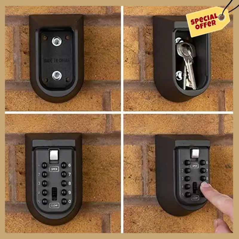 Wall Mounted Key Safe Box Weatherproof 10-Digit Combination Lock Anti-Theft Storage For Home & Outdoor Use