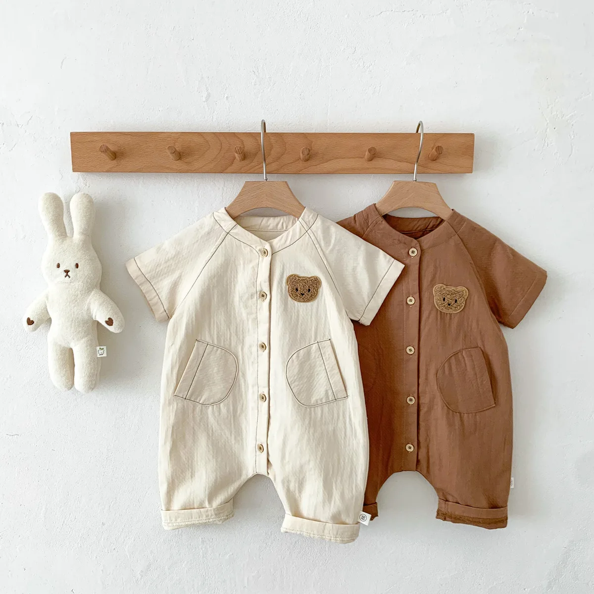 

Baby Boy Romper Clothes Summer Newborn Bear One-piece Baby Romper Jumpsuit Girl Short Sleeve Cotton Toddler Playsuit Overalls