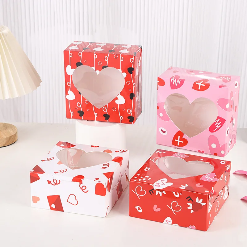 12/24Pcs Hollow Love Candy Box Cartoon Valentine's Day Sweet Chocolate Favor Cake Gift Packaging Boxes Wedding Party Decoration