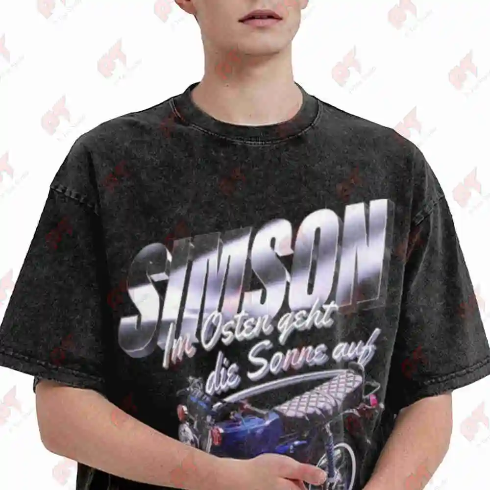 Simson Blue Vintage Washed Tee Pure Cotton T-Shirt