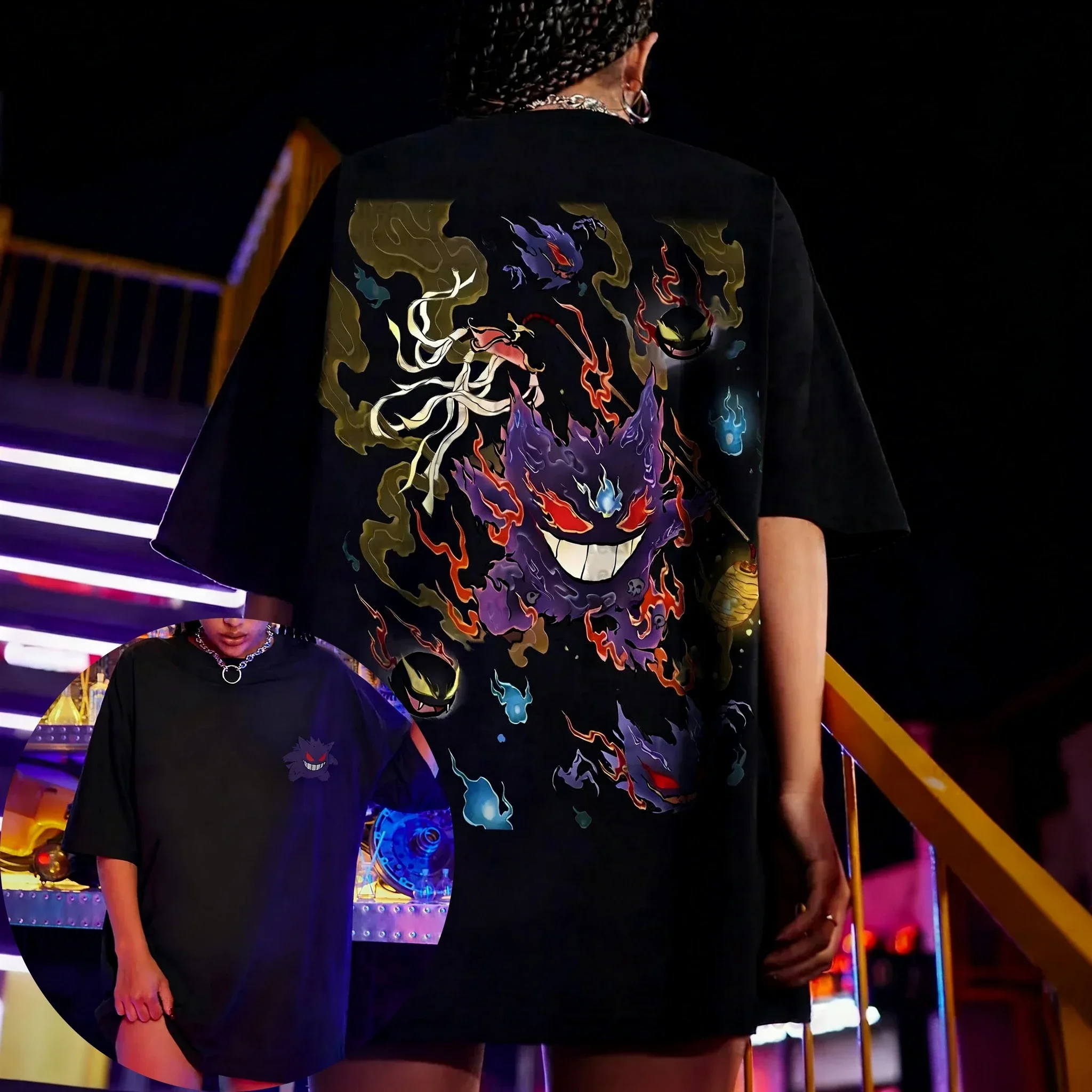 بوكيمون أنيمي Co وصفت تي شيرت مطبوع 2026 الرجال والنساء صيف جديد الهيب هوب العصرية اليومية فضفاضة Y2K الوالدين والطفل #6