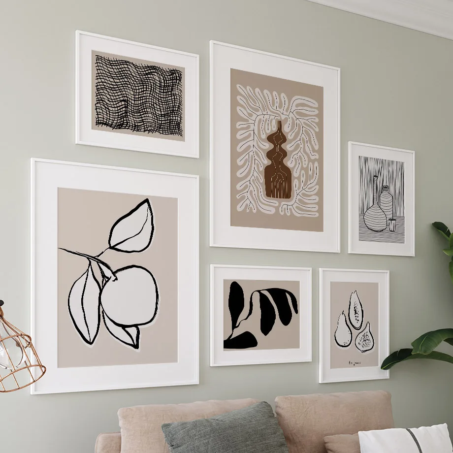 Abstract Figures Body Lines Vase Leaf Wall Art Canvas Painting Posters And Prints Hotel Bar Pictures For Living Room Home Decor