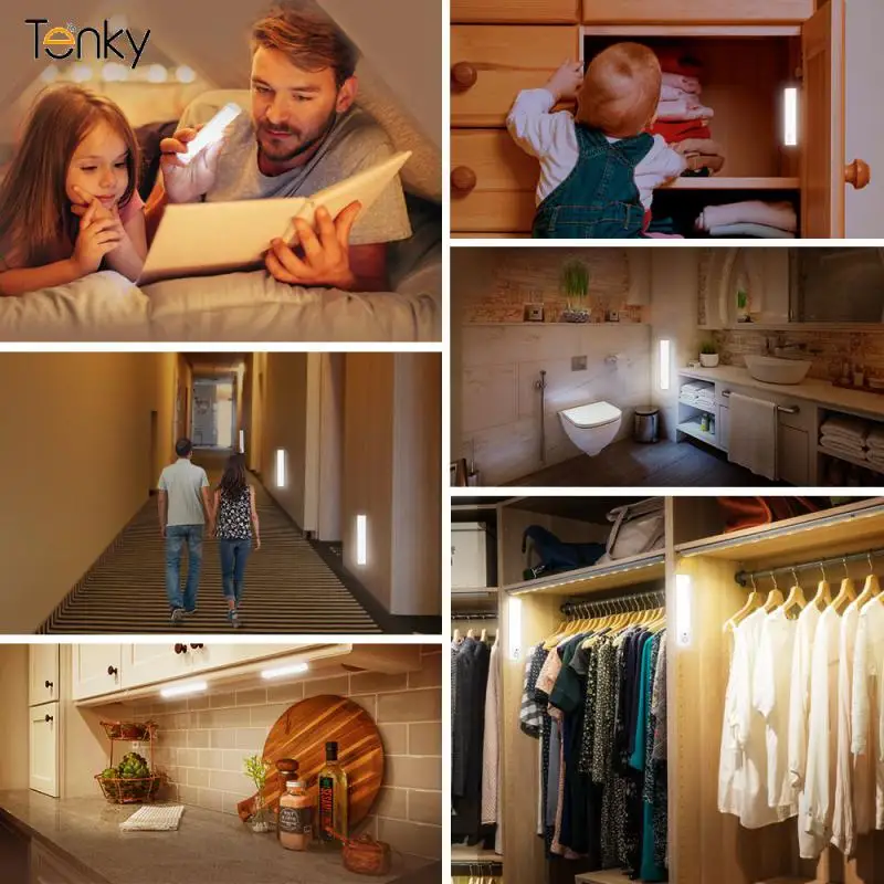 Led Night Light Warm White Sensitive Automatic Intelligent Sensing Wireless Suitable For Wardrobe Induction Light No Punching