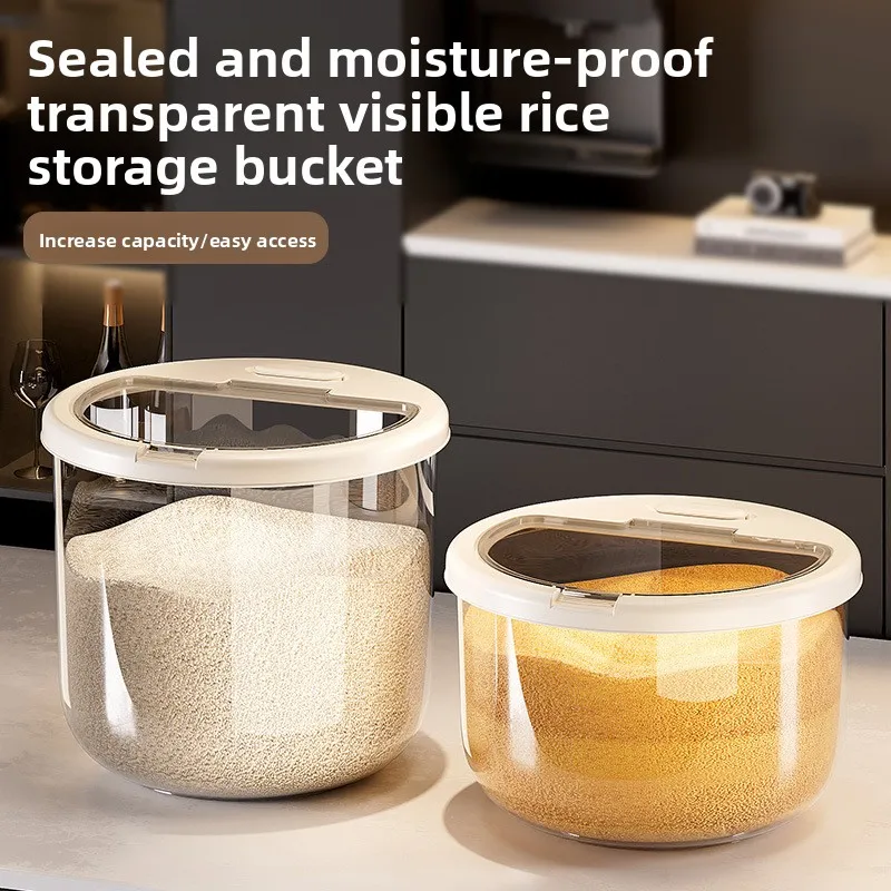 

Round Rice Bucket, Household Moisture-proof and Insect-proof Storage Bucket, Large-capacity Plastic Storage Box
