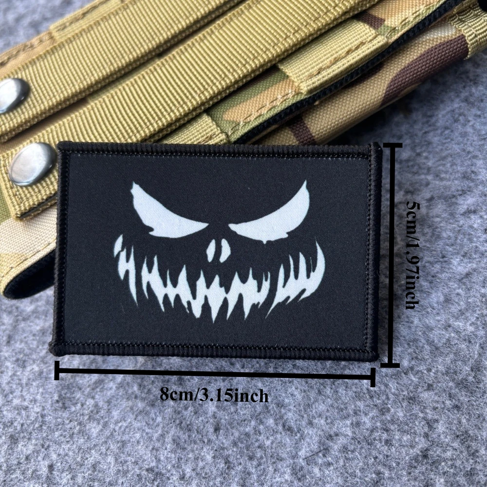 Parche táctico Ghost Face con Velcro, sonrisa aterradora para mochila - imagen 3