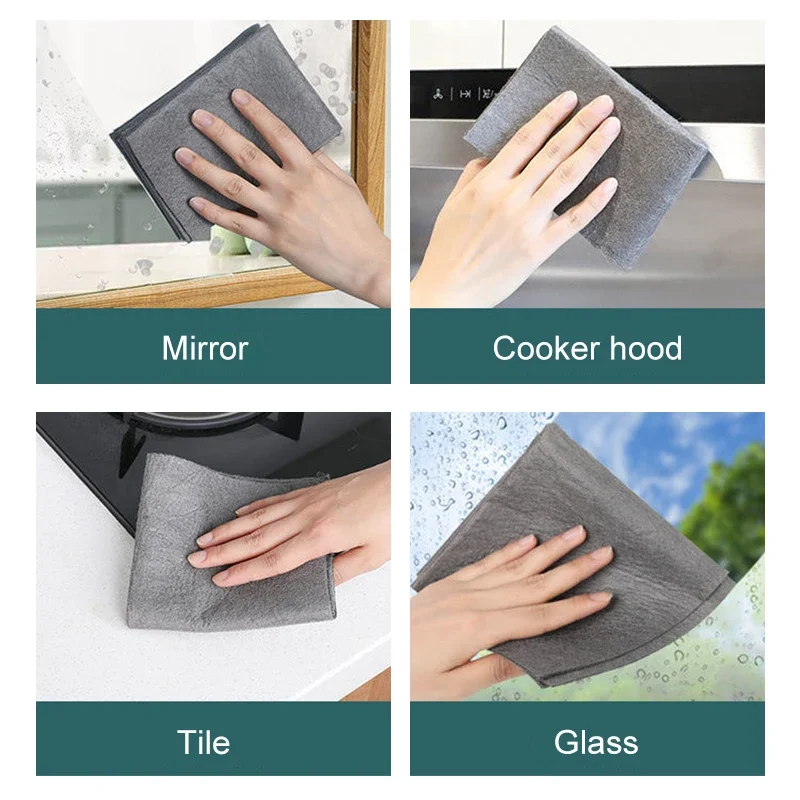 Reusable Cloth Towel Kitchen Magic Rag 2/5/10pcs Glass Wiping No Watermark Thickened Cleaning