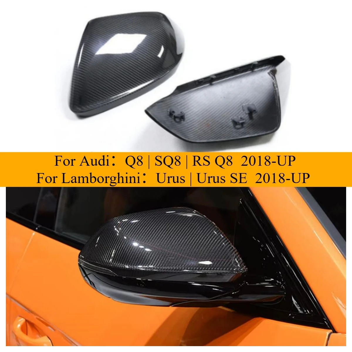 

Dry carbon fiber rearview mirror cover for Lamborghini URUS and Audi Q8 SQ8 carbon fiber rearview mirror cover 1:1 replacement