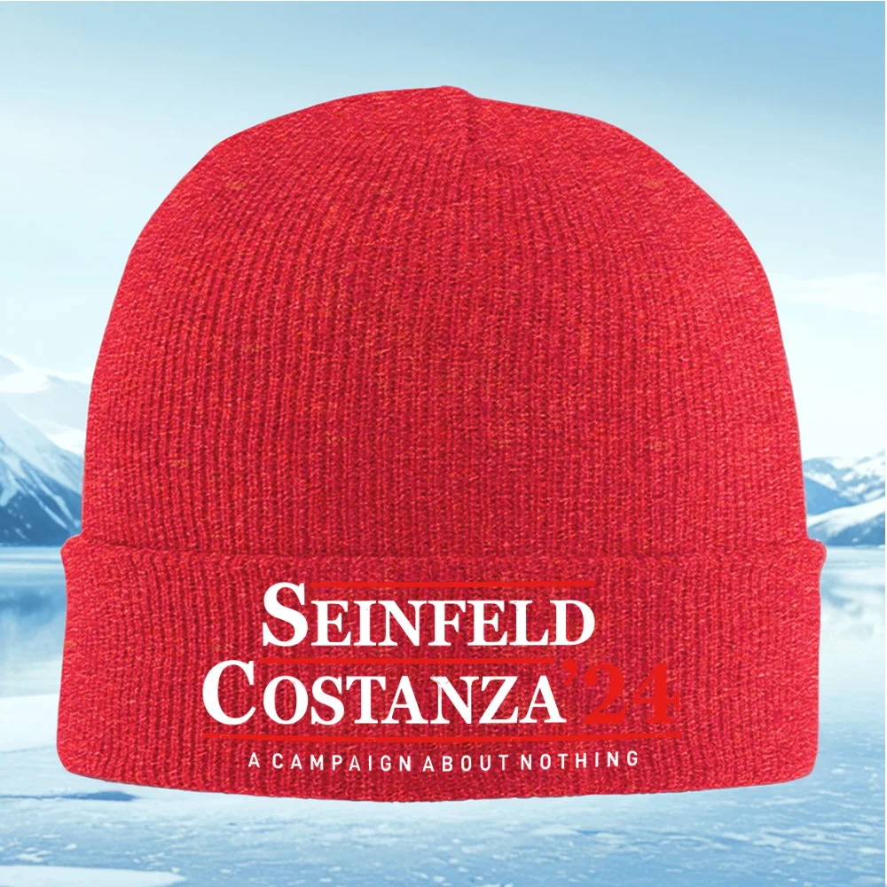 حملة سينفيلد كوستانزا عن لا شيء للرجال والنساء للجنسين قبعة محبوكة قبعة صوفية قبعة شتوية حرارية دافئة لعيد الميلاد في الهواء الطلق
