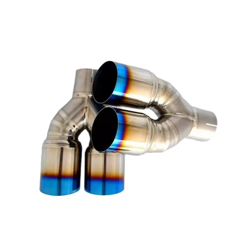 Auto Parts Replacement Kit Titanium Alloy Burt Blue Double Exhaust Muffler Tip Tail Pipe