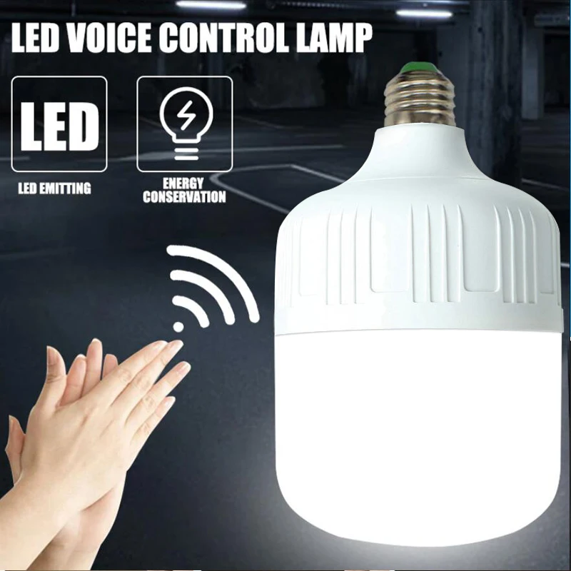 LED Bulbs Sound Motion Sensor Auto On/Off Light AC 220V E27 Cold White Photosensitive Lamp for Home Stairs Warehouse Garage