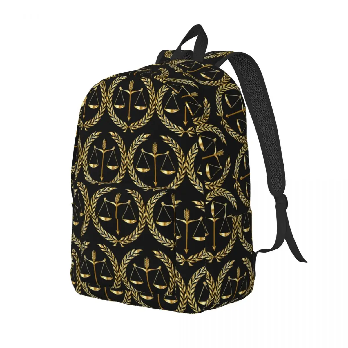 Sac à dos pour étudiant, avocat, avec logo de la balance de la justice dorée, sac d'école, sac de randonnée, sac de voyage, sac à bandoulière
