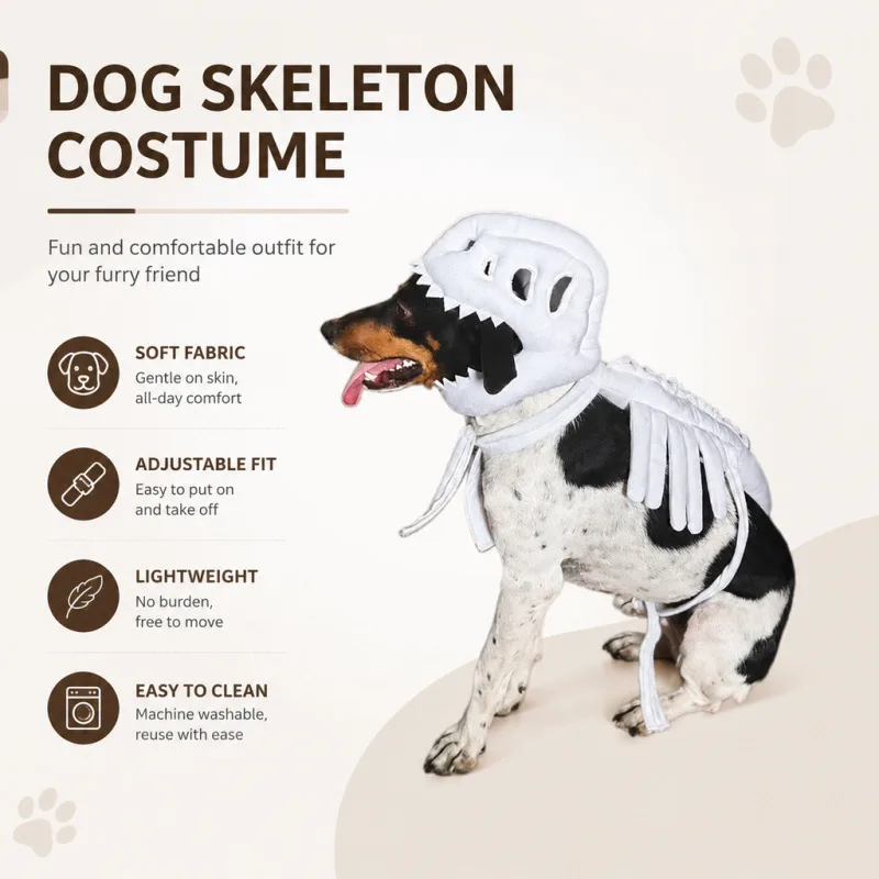 Dinosaur-Patterned Pet Bodysuit  For Dogs Cats Funny Photo Prop Cosplay Costume Halloween Pet Clothes, It Will Glow In The Dark - view 2