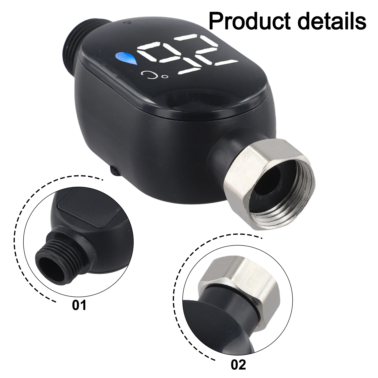 Device Touch Screen Thermometer Black Gray Bath Thermostat Safe Bath Time Bright LED Display Easy Installation