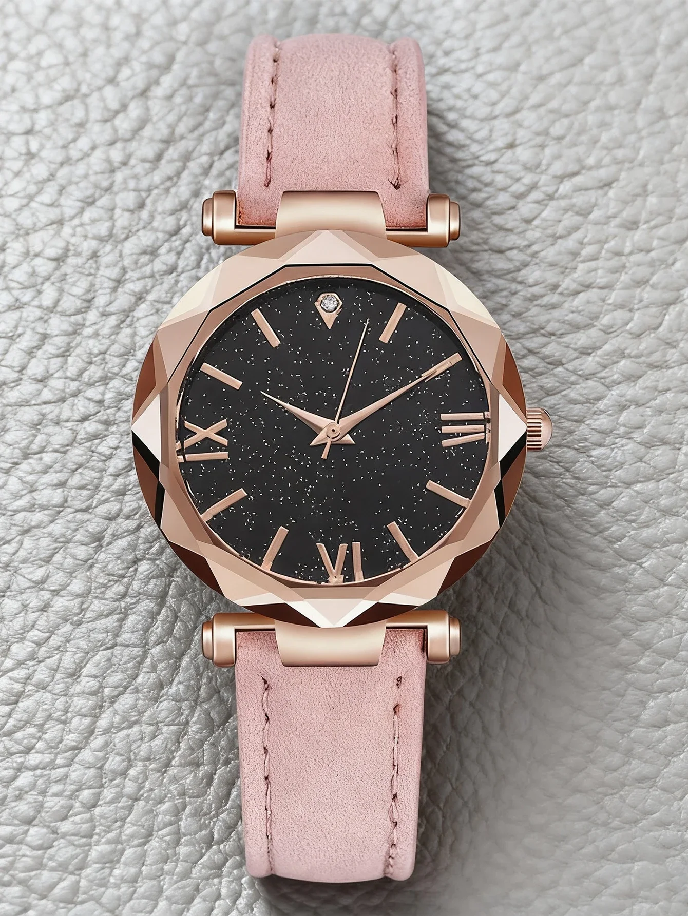 

Fashionable Simple Round Dial Leather Strap Women's Quartz Watch Set for Christmas and Thanksgiving Gifts