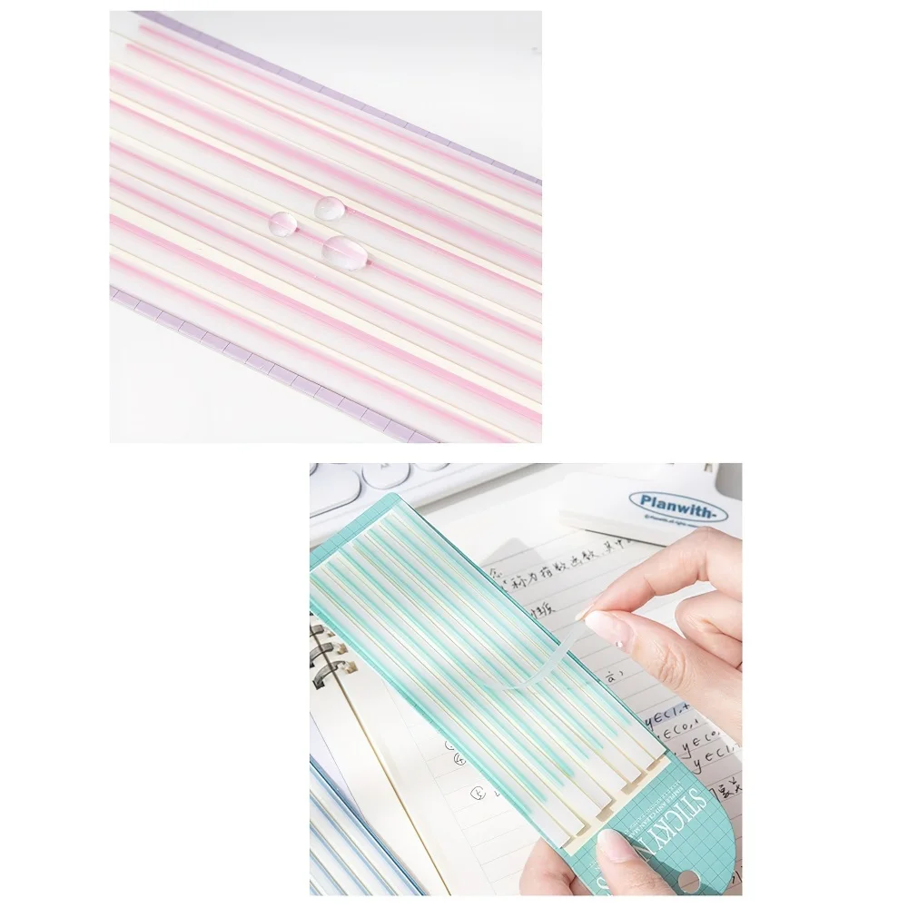 1pcs Macaron Color Sticky Strips 160 Sheets Fluorescent PET Transparent Memo Pad Index Stickers Office A7400