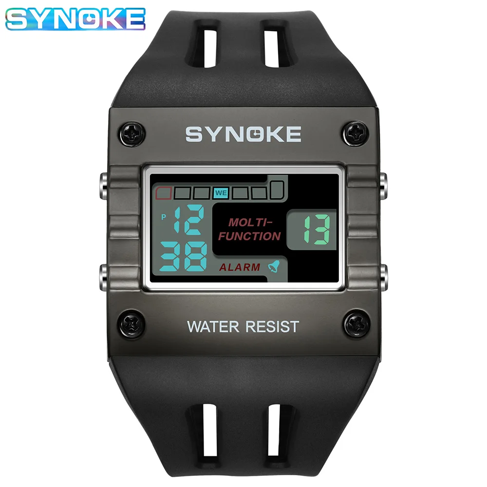 SYNOKE Digital Watch Watch Outdoor New Color Trend Men Sports Electronic Watch Waterproof Night Glow Large Screen Square Student