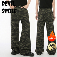 Retro Men's Loose Denim Pants, New Street Wear, Wide Leg Loose Denim Pants, Fashionable and Worn-out Straight Leg Pants