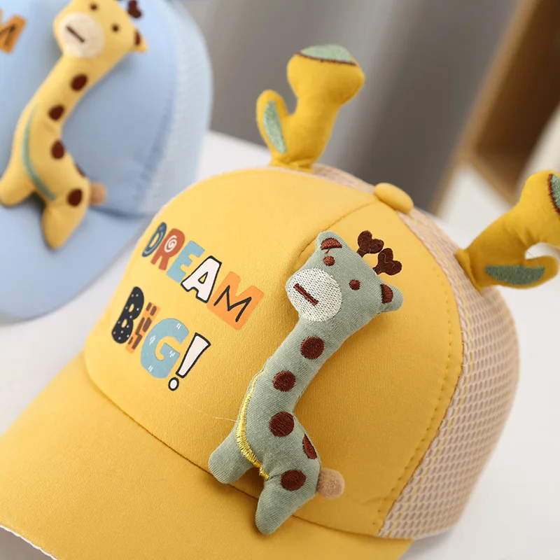 Infant Children Baseball Caps Baby Boys Girls Cute Cartoon Giraffe Mesh Breathable Hat Toddler Kids Duck Tongue Hat Wholesale