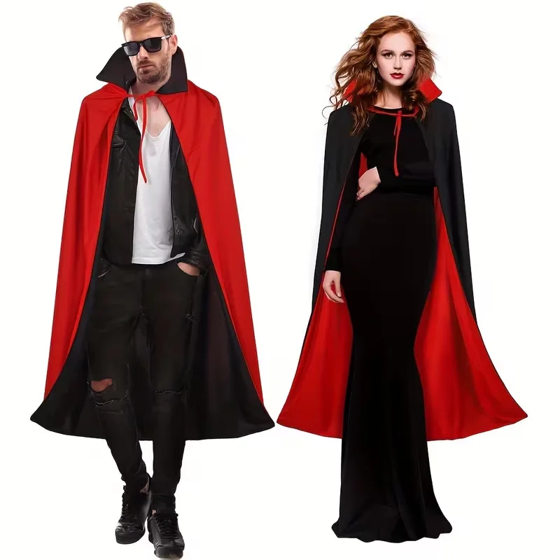 Halloween cape adult makeup costume props red and black double-sided stand-up collar cape cosplay cosplay